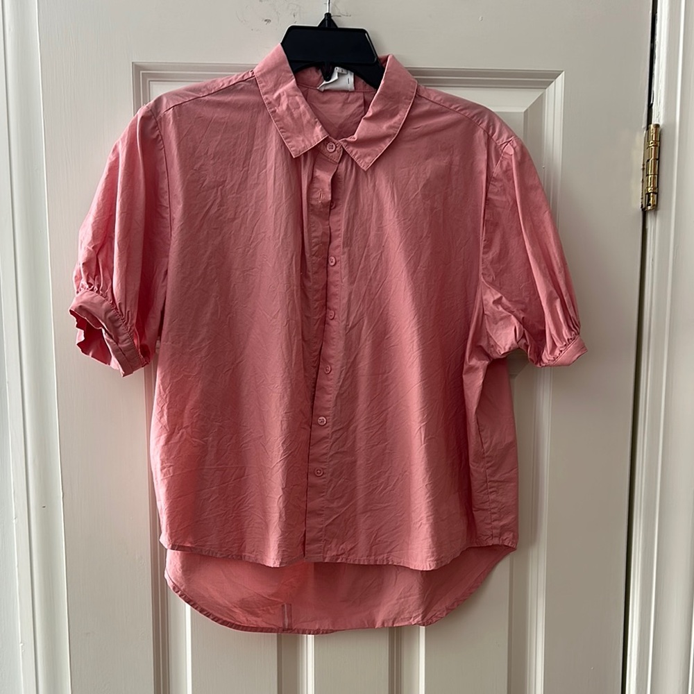 Pink Button-Up Blouse
